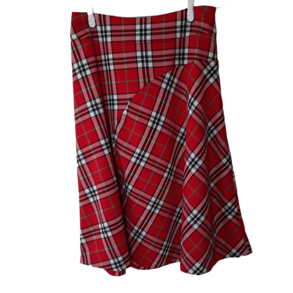 Hanna Anderson Red Plaid ALine Skirt Lined Womens Size Small Christmas Winter - Picture 15 of 15